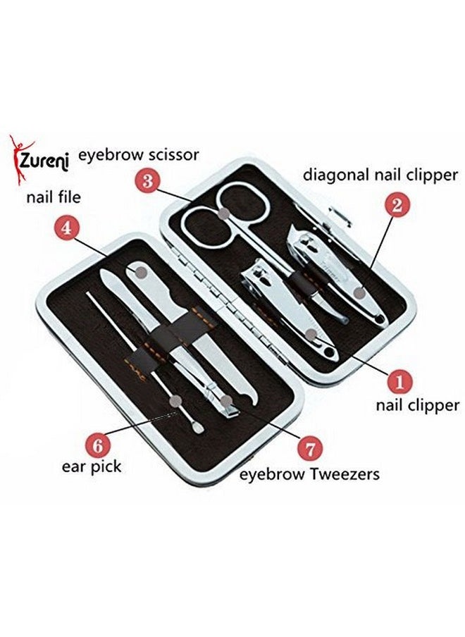 Zureni 6Pcs Stainless Steel Nail Clipper Set Manicure Pedicure Set Grooming Kit With Pu Leather Case For Tools  - Image 5