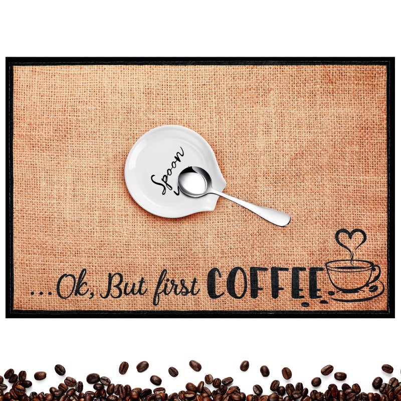 Skyley 3 Pieces Coffee Spoon Rest Rustic Bar Mat and Set Farmhouse Teaspoon Holder Station Ceramic Funny Tray Accessories Decor Rests one size