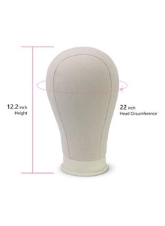 Eerya Eerya 21-24 Inch Canvas Block Head Set for Wig Display Making Hair Weave and Styling Mannequin Head with Mount Hole C Stand, Styling Hair Clips, T Needle, C Needles, Thread, Lace Wig Caps (22 Inch)  - Image 2