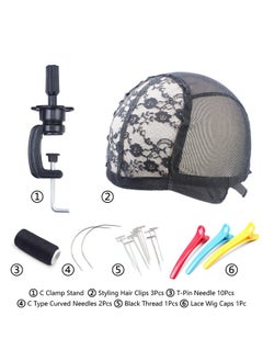 Eerya Eerya 21-24 Inch Canvas Block Head Set for Wig Display Making Hair Weave and Styling Mannequin Head with Mount Hole C Stand, Styling Hair Clips, T Needle, C Needles, Thread, Lace Wig Caps (22 Inch)  - Image 5