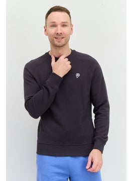 Men Crew Neck Brand Logo Long Sleeves Sweatshirt, Grey