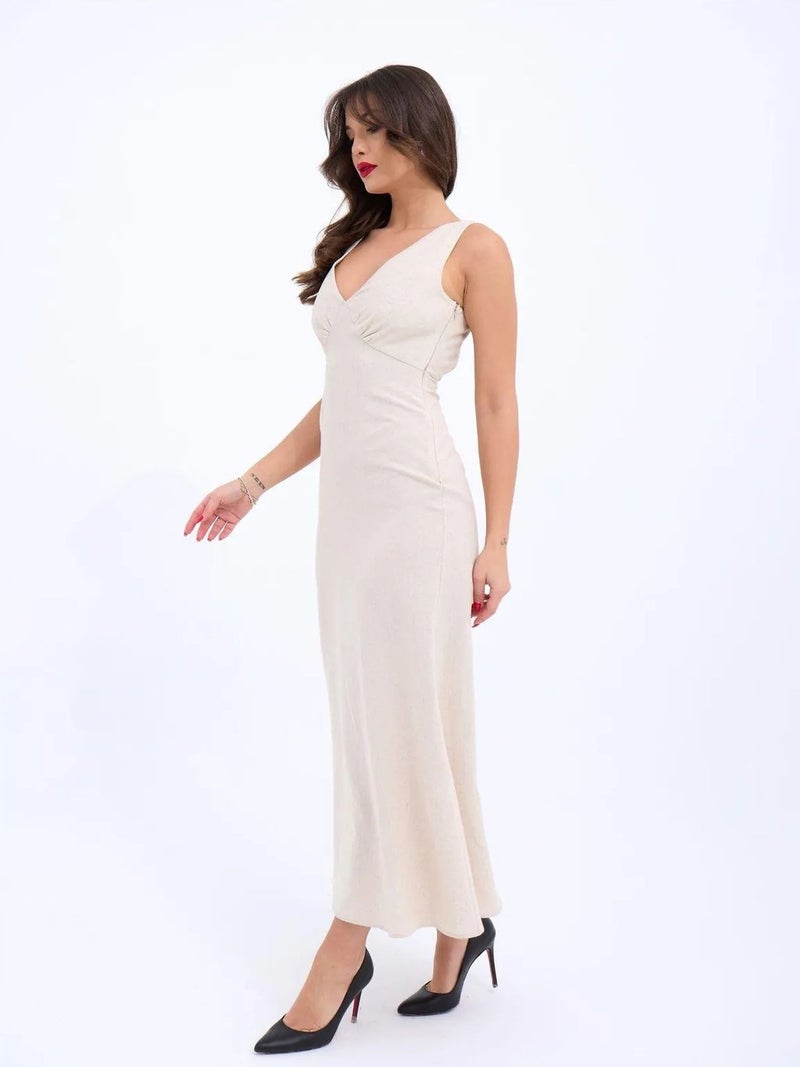 Jane's JANES V-Neck Sleeveless Midi Dress with Drape Detail - Image 5