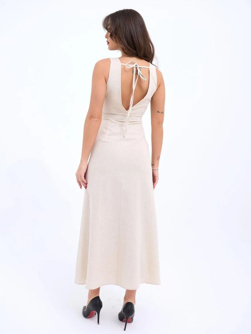 Jane's JANES V-Neck Sleeveless Midi Dress with Drape Detail - Image 4