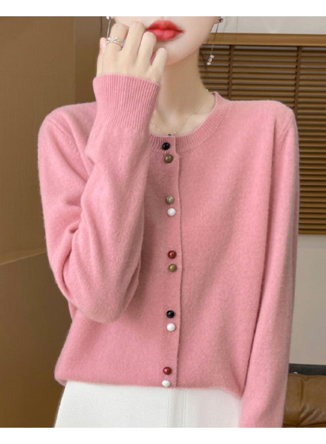 XINYANG كارديجان محبوك بأكمام طويلة للنساء 2025 معطف خريف مبكر أنيق بقلنسوة دائرية قصيرة - Image 1
