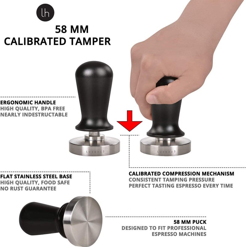 AOE 58mm Calibrated Pressure Coffee Espresso Tamper Black 11cm - Image 2
