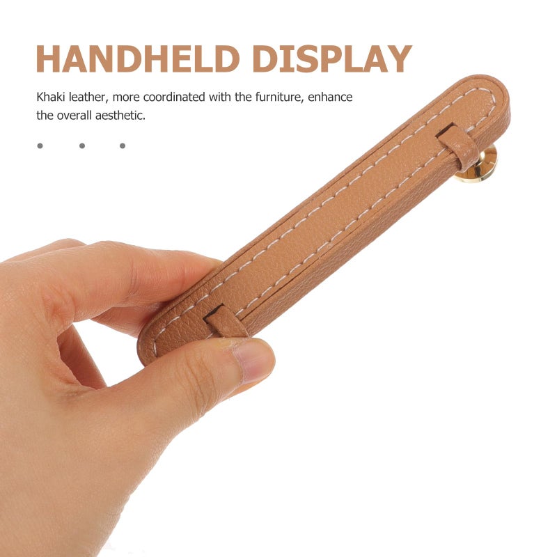 Khaki Solid Zinc Alloy Leather Cabinet Pulls Drawer Handles Single Hole Hardware - Image 5
