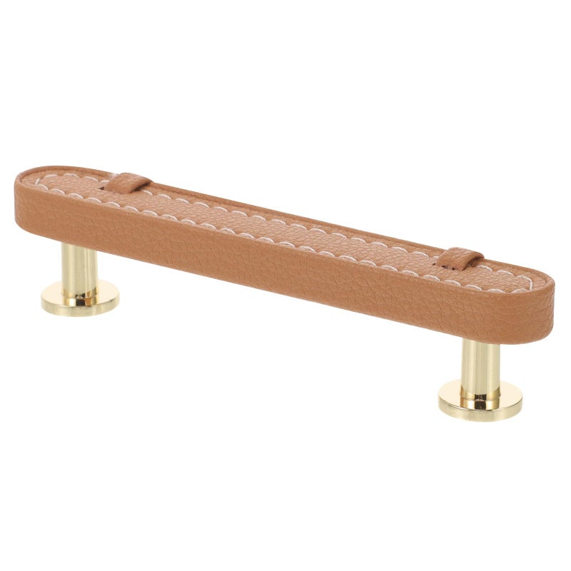 Khaki Solid Zinc Alloy Leather Cabinet Pulls Drawer Handles Single Hole Hardware - Image 2
