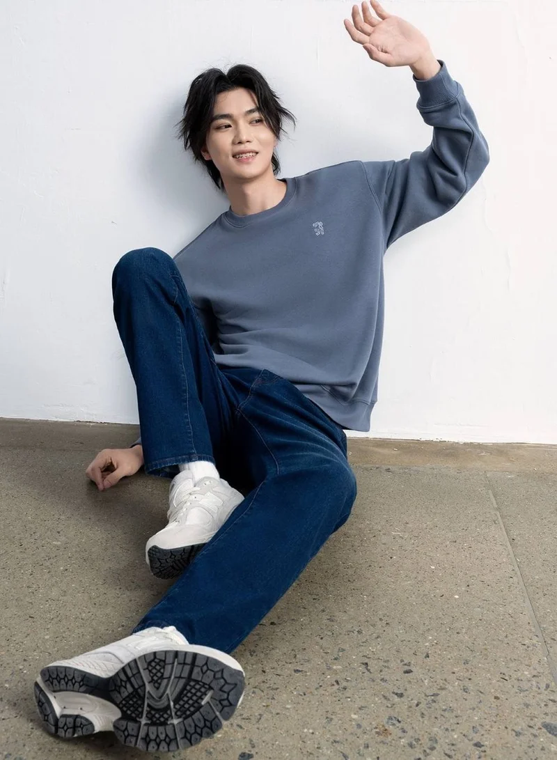 جيوردانو سويت شيرت رجالي بياقة دائرية من نسيج التيري الفرنسي بقصة مريحة