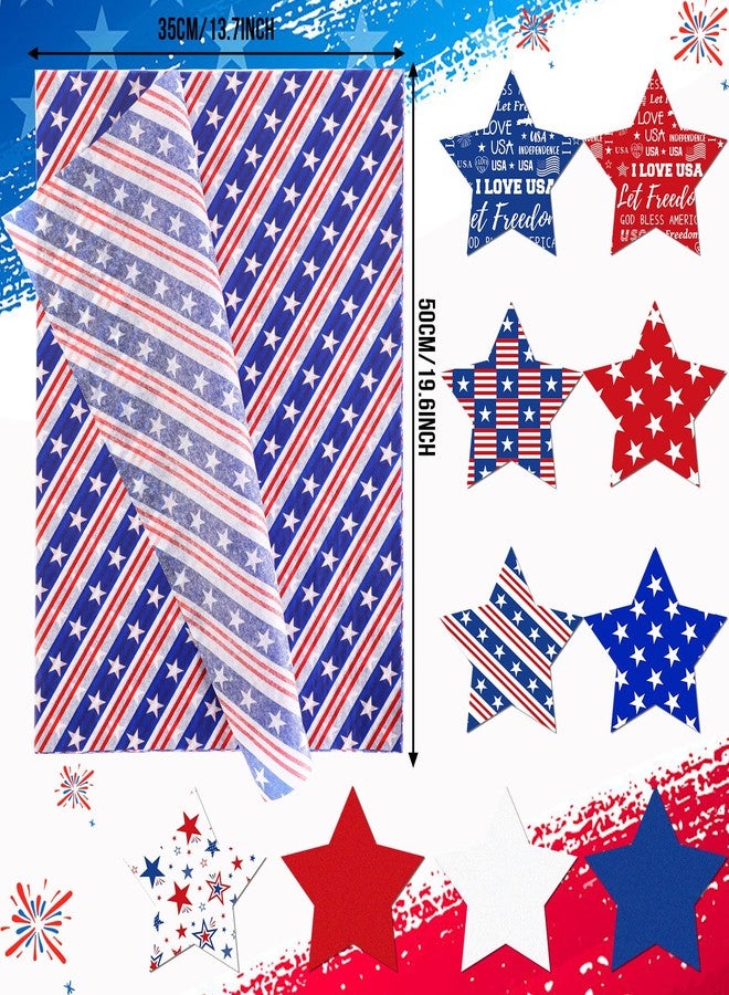 SANNIX 100 Sheets 4th of July Tissue Paper Bulk Red Blue White Stars Patriotic Gift Wrapping Paper for Gift Wrapping Boxes DIY Crafts Independence Day Veterans Party Decoration 19.7 ×13.8 Inch - Image 2