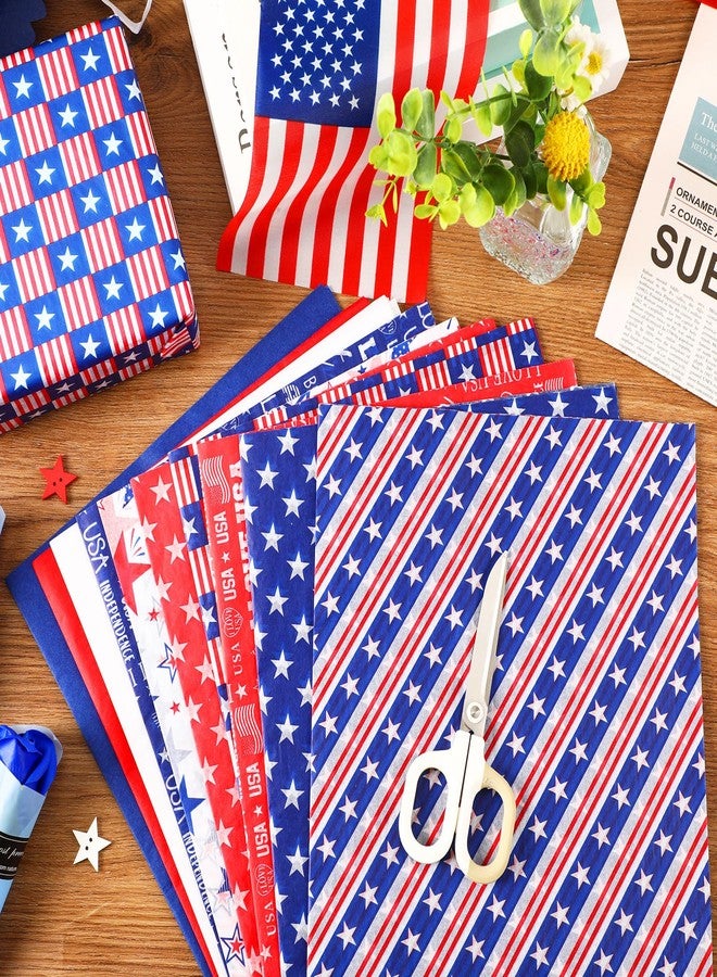 SANNIX 100 Sheets 4th of July Tissue Paper Bulk Red Blue White Stars Patriotic Gift Wrapping Paper for Gift Wrapping Boxes DIY Crafts Independence Day Veterans Party Decoration 19.7 ×13.8 Inch - Image 5