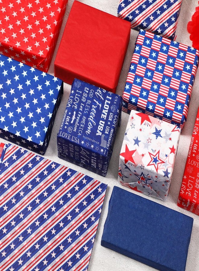 SANNIX 100 Sheets 4th of July Tissue Paper Bulk Red Blue White Stars Patriotic Gift Wrapping Paper for Gift Wrapping Boxes DIY Crafts Independence Day Veterans Party Decoration 19.7 ×13.8 Inch - Image 3