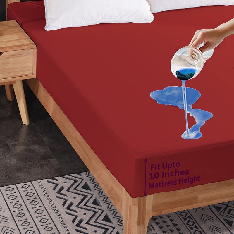 CHICERY Ultar Soft Water Proof Dustproof Terry Cotton Mattress Protector Single Size Maroon Single36X72 - Image 2