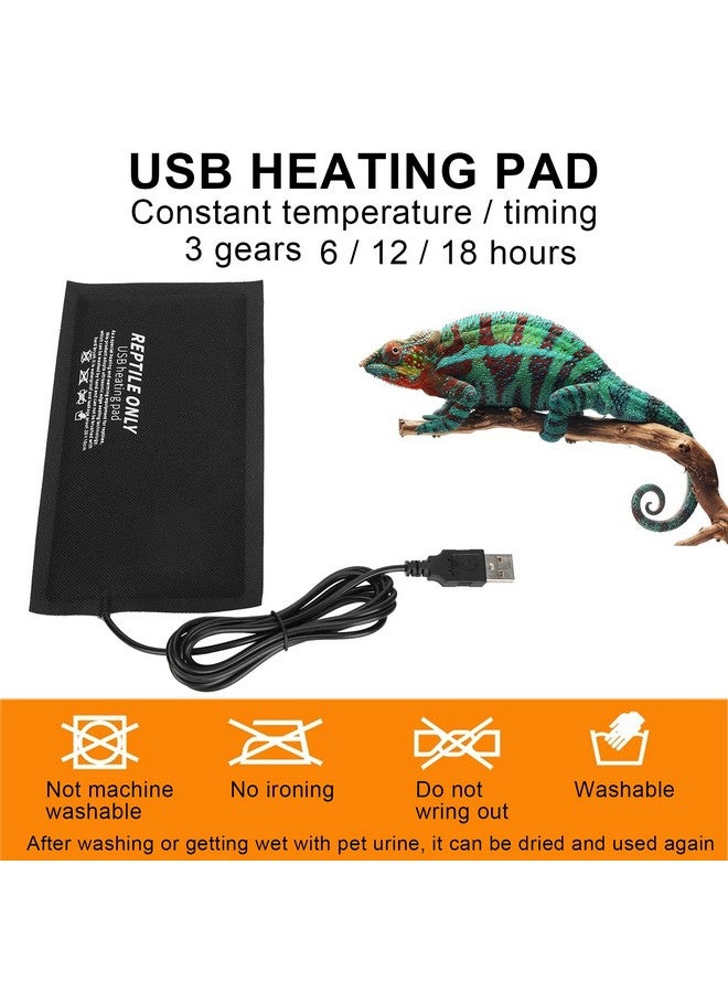 Pilipane Reptile Heat Pad 11X7 Inch 9W Under Tank Terrarium Warmer Heating Mat, USB Heating Pad Fiber Cloth Constant Temperature 45℃ for Turtle Lizard Frog Snake Reptile and Other Small Animals - Image 2
