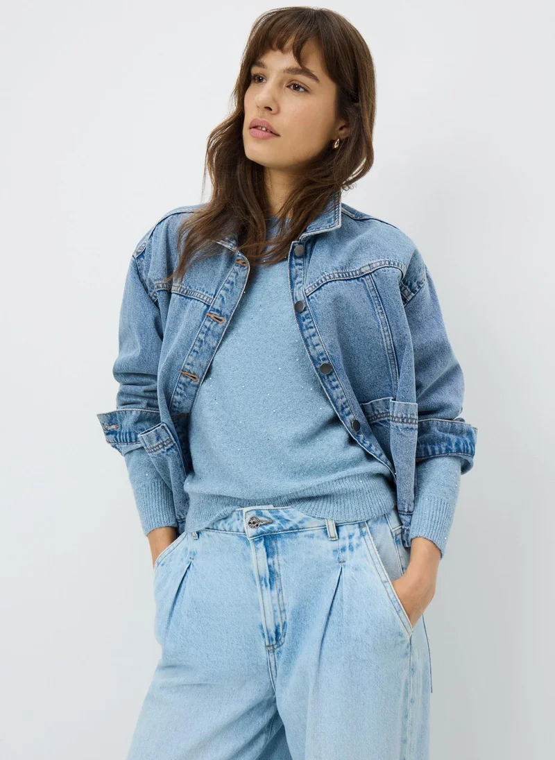 Matalan Light Blue Sequin Yarn Jumper