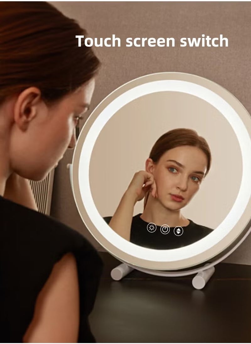 بيوينتي 30 سم مرآة الزينة مع الأضواء، LED مكياج المرآة، مرآة مستديرة مكياج مضيئة مرآة التحكم في اللمسة الذكية 3 ألوان مرآة غير قابلة للتغيير 360° الدوران  - Image 4
