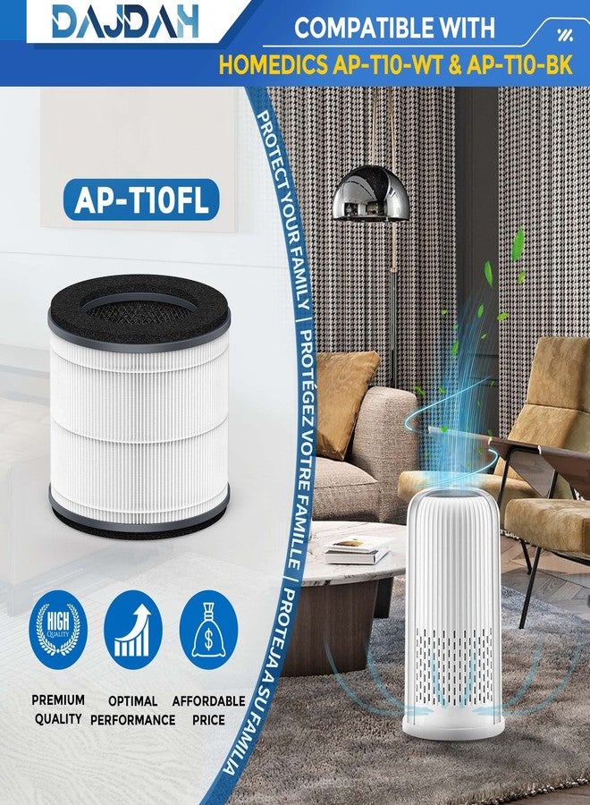 DAJDAH AP-T10-WT AP-T10FL Replacement Filter and AP-T10 Filter Compatible with Homedics Air Purifier Filter Replacement for Homedics 4 in 1 Air Purifier AP-T10-BK AP-T10-WT with HEPA-Type, 1-Pack - Image 2