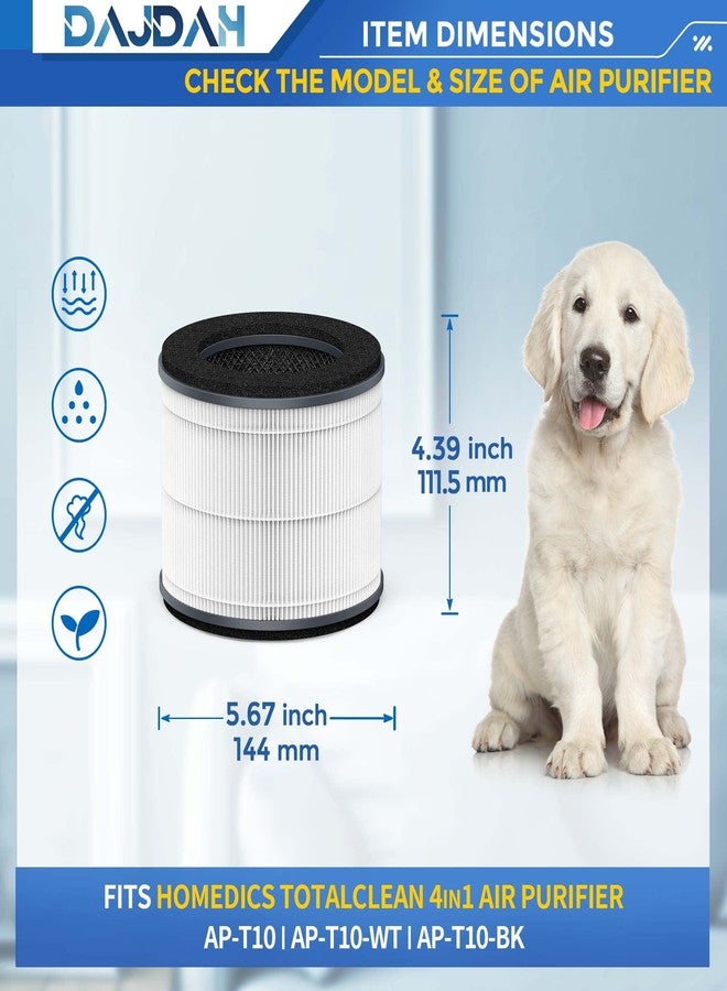 DAJDAH AP-T10-WT AP-T10FL Replacement Filter and AP-T10 Filter Compatible with Homedics Air Purifier Filter Replacement for Homedics 4 in 1 Air Purifier AP-T10-BK AP-T10-WT with HEPA-Type, 1-Pack - Image 3