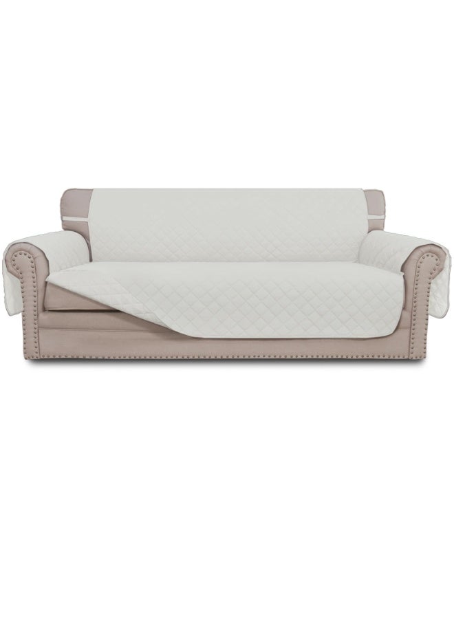 KYD Sofa Cover 3 Seater Large Size Chair Sofa Slipcover Wrinkle-free Reversible Sofa Cover Water Resistant Couch Cover Furniture Protector Cover with Elastic Straps off-white - Image 1