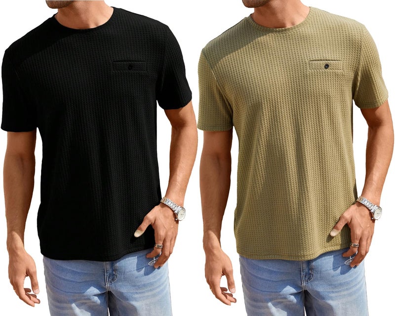 TAGDO Cotton Blend Regular Fit T-Shirt Black-Khakhi XXL - Image 1