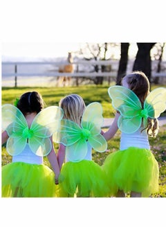 Excefore Butterfly Wings, 2Pcs Craze Girls' Fairy Dress Up Princess Set for Toddler Girls Children Halloween Costume Birthday Party Accessories, Green  - Image 3