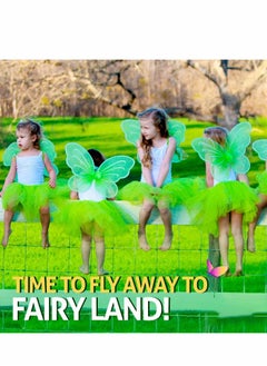 Excefore Butterfly Wings, 2Pcs Craze Girls' Fairy Dress Up Princess Set for Toddler Girls Children Halloween Costume Birthday Party Accessories, Green  - Image 4