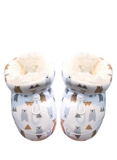 Warm Fur Baby Boots, Anti-Slip Soft Sole Warm Fur Baby Sock Shoes, Infant Unisex Warm Fur Lining Soft Boots, Fur Baby Boots with Drawstring Infant Winter Boots, Blue, 1 Pair, 11 cm