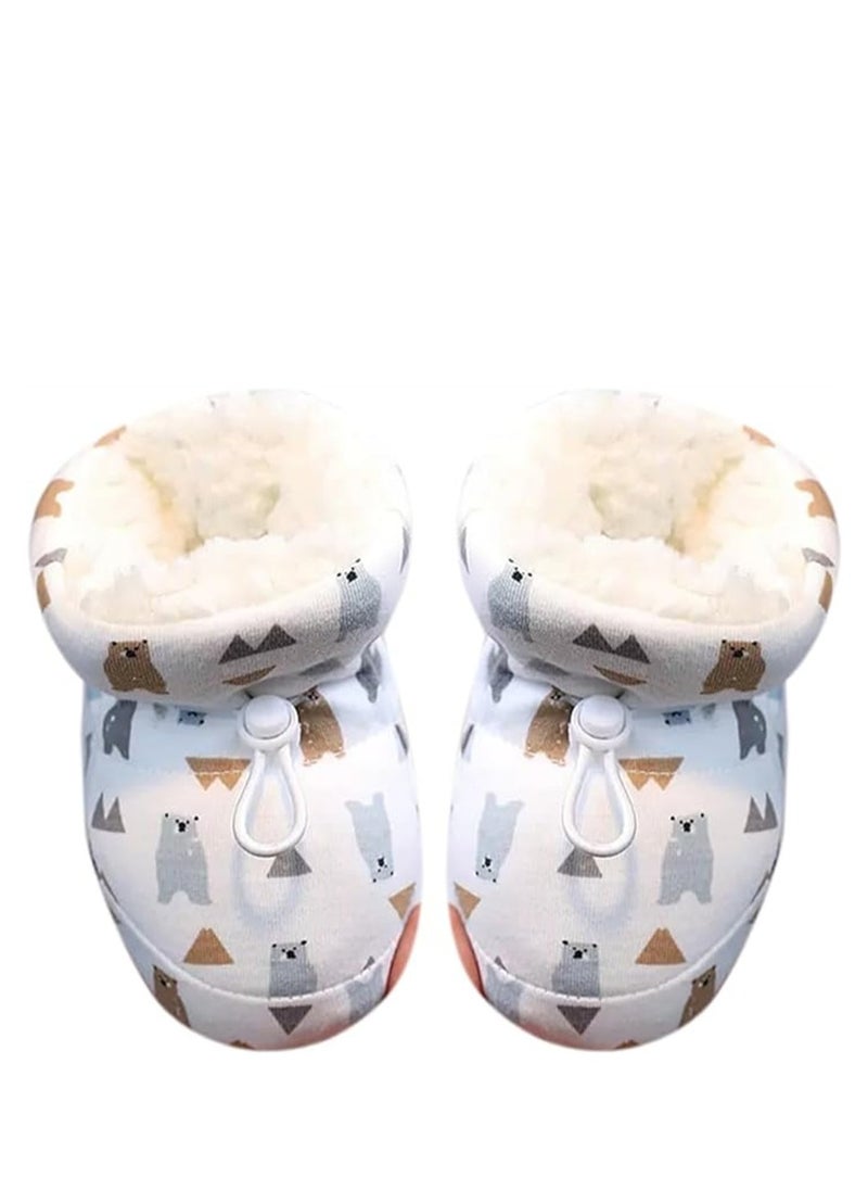 SYOSI - Warm Fur Baby Boots, Anti-Slip Soft Sole Warm Fur Baby Sock Shoes, Infant Unisex Warm Fur Lining Soft Boots, Fur Baby Boots with Drawstring Infant Winter Boots, Blue, 1 Pair, 11 cm - Image 1