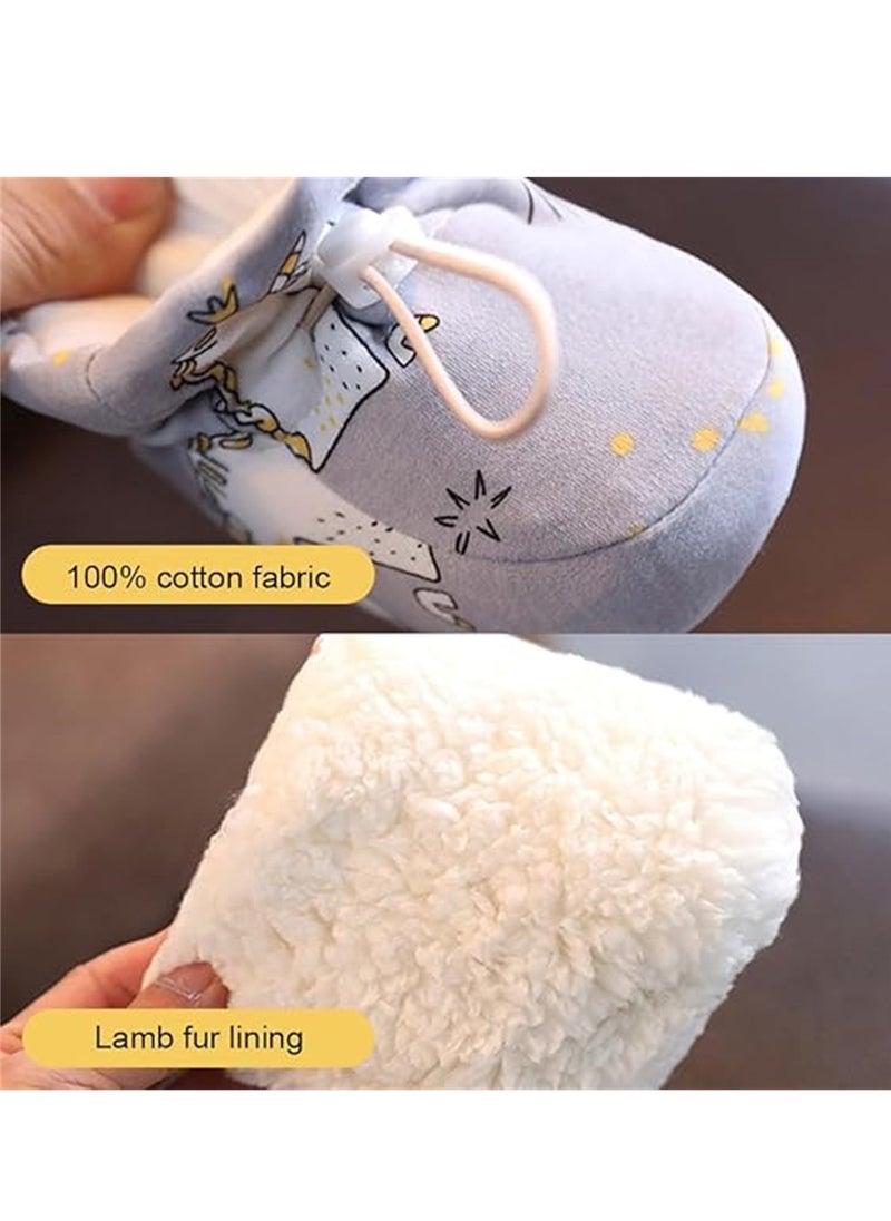 SYOSI - Warm Fur Baby Boots, Anti-Slip Soft Sole Warm Fur Baby Sock Shoes, Infant Unisex Warm Fur Lining Soft Boots, Fur Baby Boots with Drawstring Infant Winter Boots, Blue, 1 Pair, 11 cm - Image 1