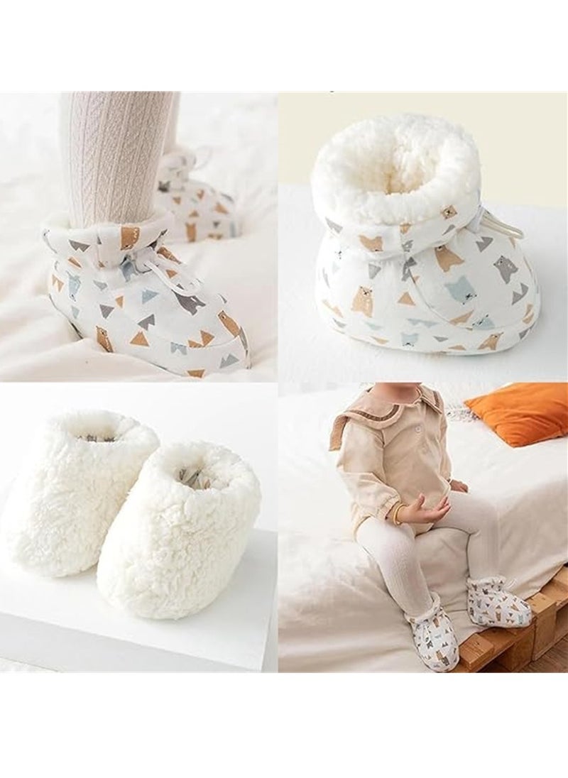 SYOSI - Warm Fur Baby Boots, Anti-Slip Soft Sole Warm Fur Baby Sock Shoes, Infant Unisex Warm Fur Lining Soft Boots, Fur Baby Boots with Drawstring Infant Winter Boots, Blue, 1 Pair, 11 cm - Image 1