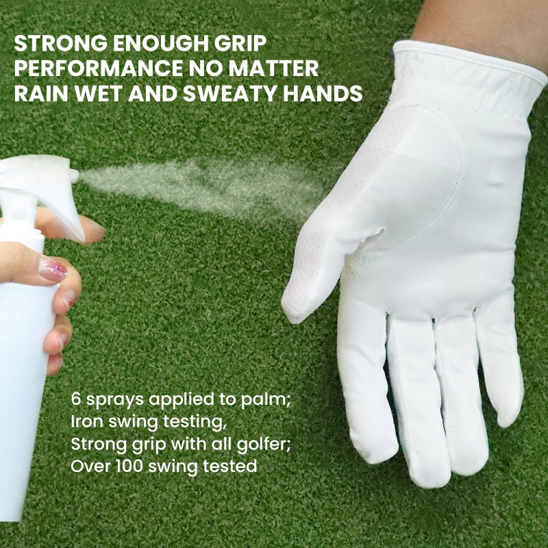 FINGER TEN Men's Golf Gloves for Right Left Handed Golfer Rain Grip Value 2 Pack, Golf Glove for Left or Right Hand Hot Wet Weather No Sweat Black Gray White Blue (White, M/Large-Worn on Right Hand) - Image 4