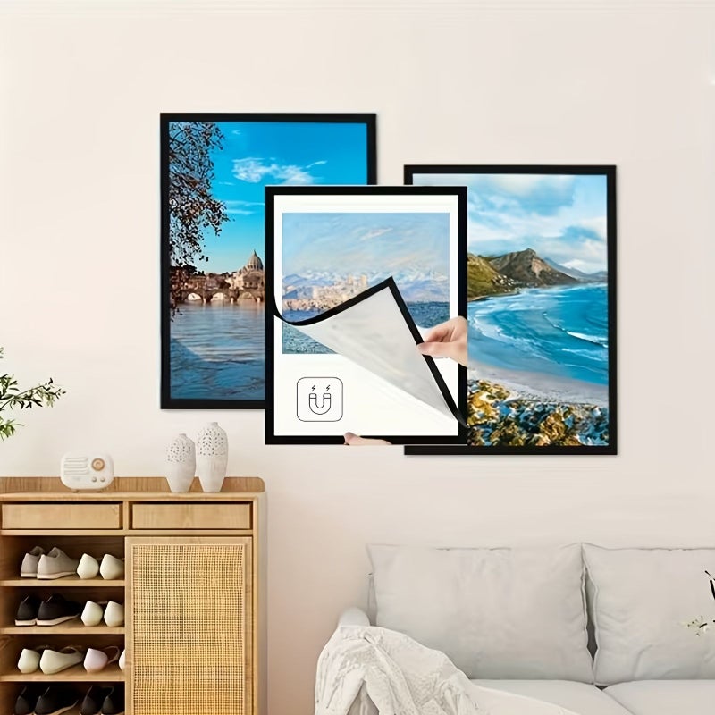 5 Pack A4 Magnetic Self Adhesive Picture Frames Plastic Photo Document Display - Image 3