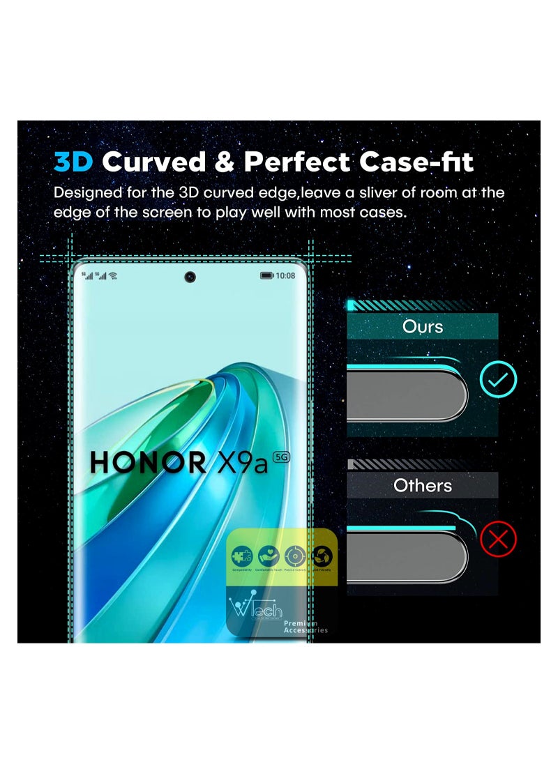 Wtech - Honor X9a 5G 2023 - Premium Edge-Pro Curved Edges Full Glue Full Cover Tempered Glass Screen Protector Clear - Image 1