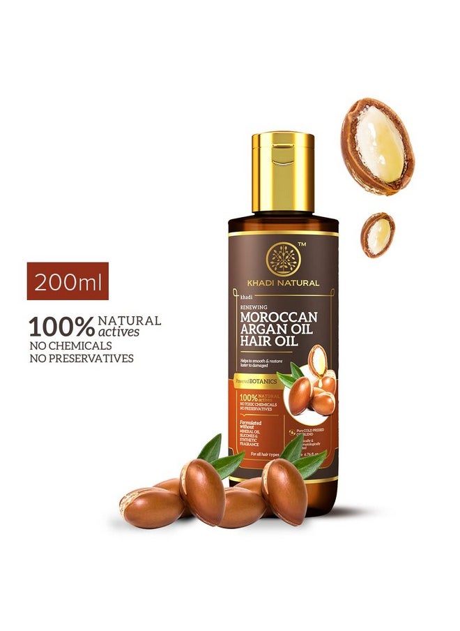 Khadi Natural Moroccan Argan Hair Oil | Hair Oil For Frizzy & Unmanageable Hair | Oil That Helps Hair Regain Its Shine| Suitable For All Hair Types | Powered Botanics|200Ml  - Image 2