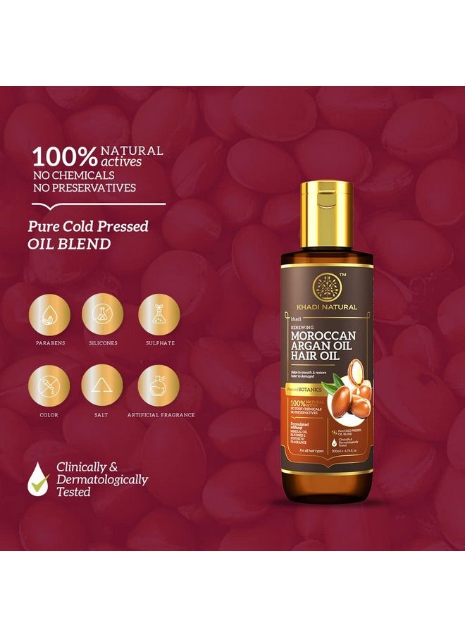 Khadi Natural Moroccan Argan Hair Oil | Hair Oil For Frizzy & Unmanageable Hair | Oil That Helps Hair Regain Its Shine| Suitable For All Hair Types | Powered Botanics|200Ml  - Image 4