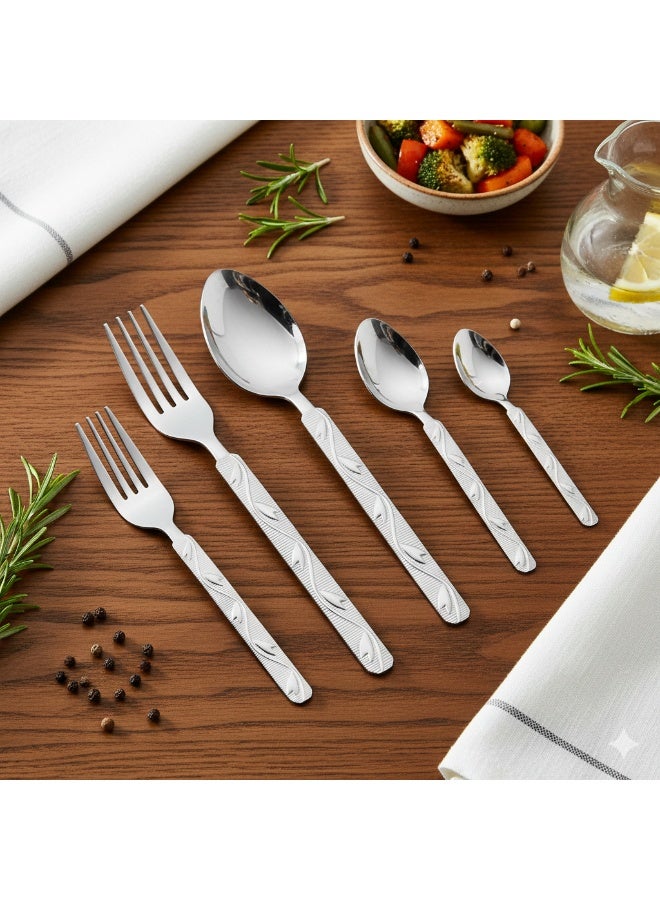 كازا روزا طقم أدوات مائدة من الستانلس ستيل المقاوم للصدأ مكون من 60 قطعة فضي - Image 1