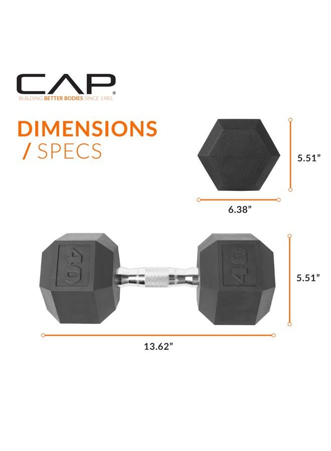 CAP Barbell 40 LB Coated Hex Dumbbell Weight, New Edition - Image 4