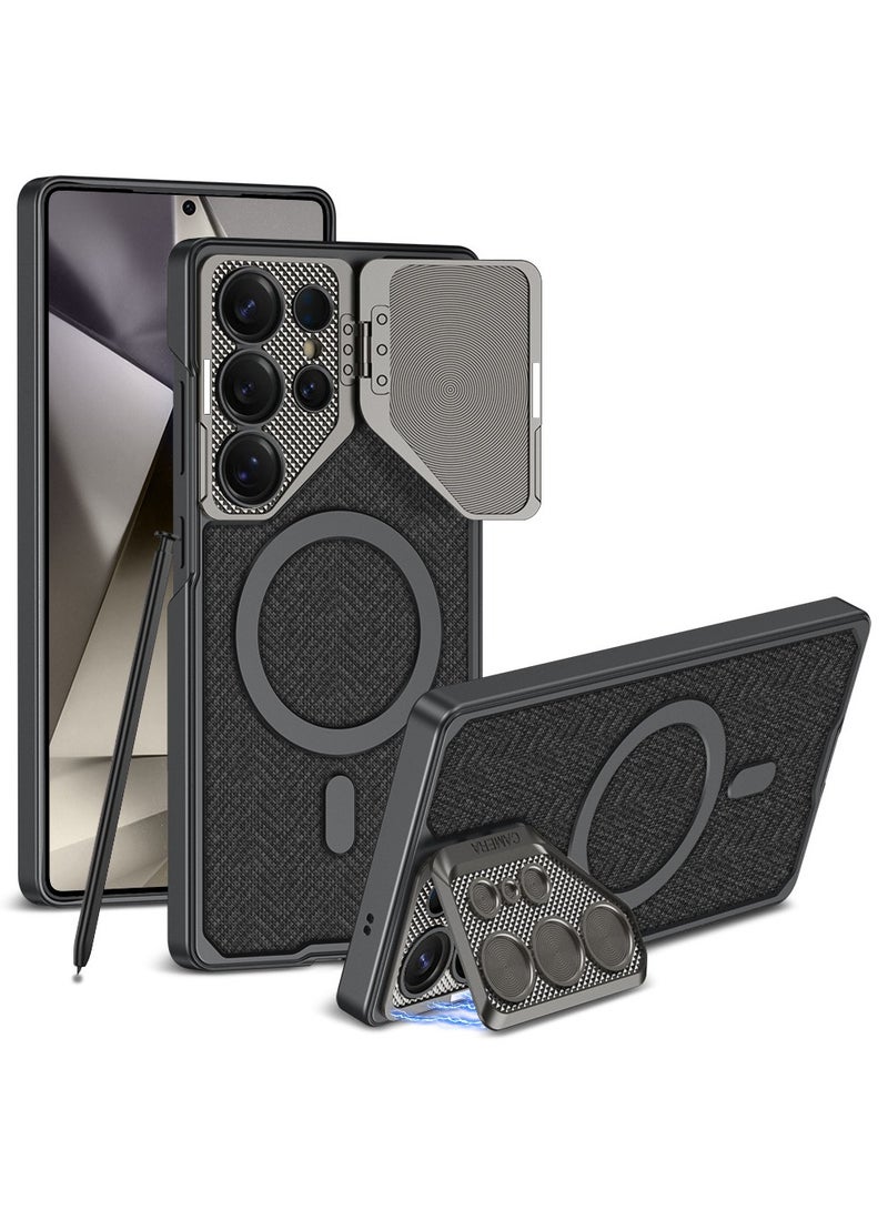 عام غطاء مغناطيسي لسامسونج S24 الترا - مقاوم عالي للسقوط، فتحات دقيقة، غطاء كاميرا معدني مدمج مع حامل، [متوافق مع ماج-سيف]، واقي من الصدمات - Image 1