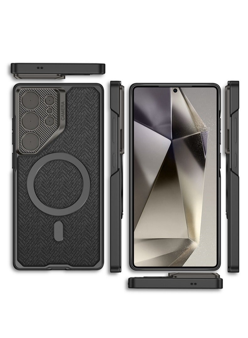 عام غطاء مغناطيسي لسامسونج S24 الترا - مقاوم عالي للسقوط، فتحات دقيقة، غطاء كاميرا معدني مدمج مع حامل، [متوافق مع ماج-سيف]، واقي من الصدمات - Image 3