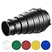 Neewer Neewer Large Aluminium Alloy Conical Snoot Kit with Honeycomb Grid and 5 Pieces Color Gel Filters for Bowens Mount - Image 2