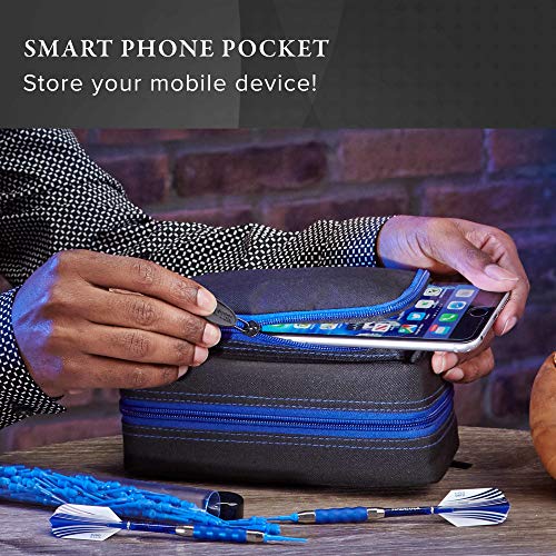 Casemaster by GLD Products Plazma Pro Dart Case/Wallet Black with Sapphire Zipper and Phone Pocket, Sapphire Trim - Image 5