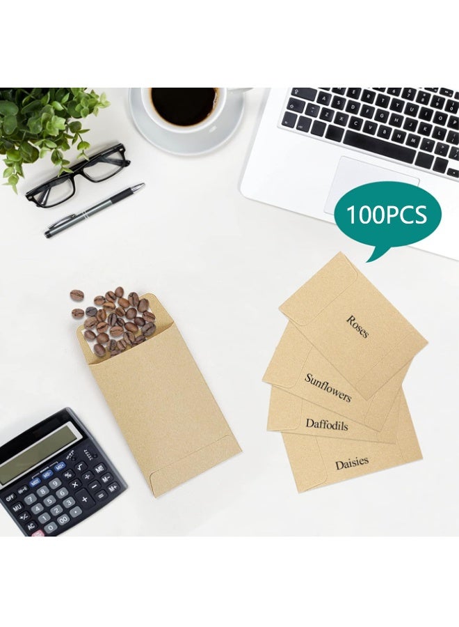 100 Pack Self Adhesive Small Parts Envelopes Kraft Self Sealing Seed Coin Packets Envelope Stamps Storage for Home Garden Wedding Office, 5.7cm x 8.89cm - Image 4