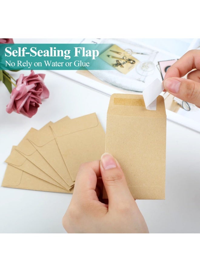 100 Pack Self Adhesive Small Parts Envelopes Kraft Self Sealing Seed Coin Packets Envelope Stamps Storage for Home Garden Wedding Office, 5.7cm x 8.89cm - Image 5