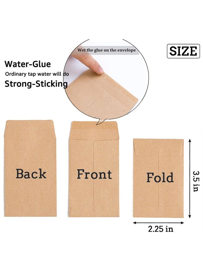 100 Pack Self Adhesive Small Parts Envelopes Kraft Self Sealing Seed Coin Packets Envelope Stamps Storage for Home Garden Wedding Office, 5.7cm x 8.89cm - Image 2