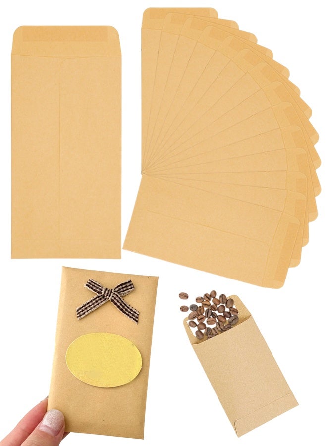 100 Pack Self Adhesive Small Parts Envelopes Kraft Self Sealing Seed Coin Packets Envelope Stamps Storage for Home Garden Wedding Office, 5.7cm x 8.89cm - Image 1