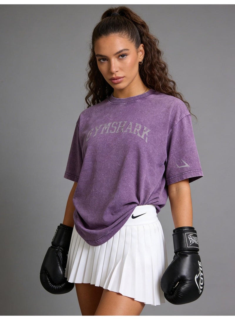 جيمشارك Gymshark فضفاضة عارضة تي شيرت الرجعية غسلت القطن نسيج ناعم الرياضة الجوكر الرجال والنساء مع نفس الفقرة. - Image 2