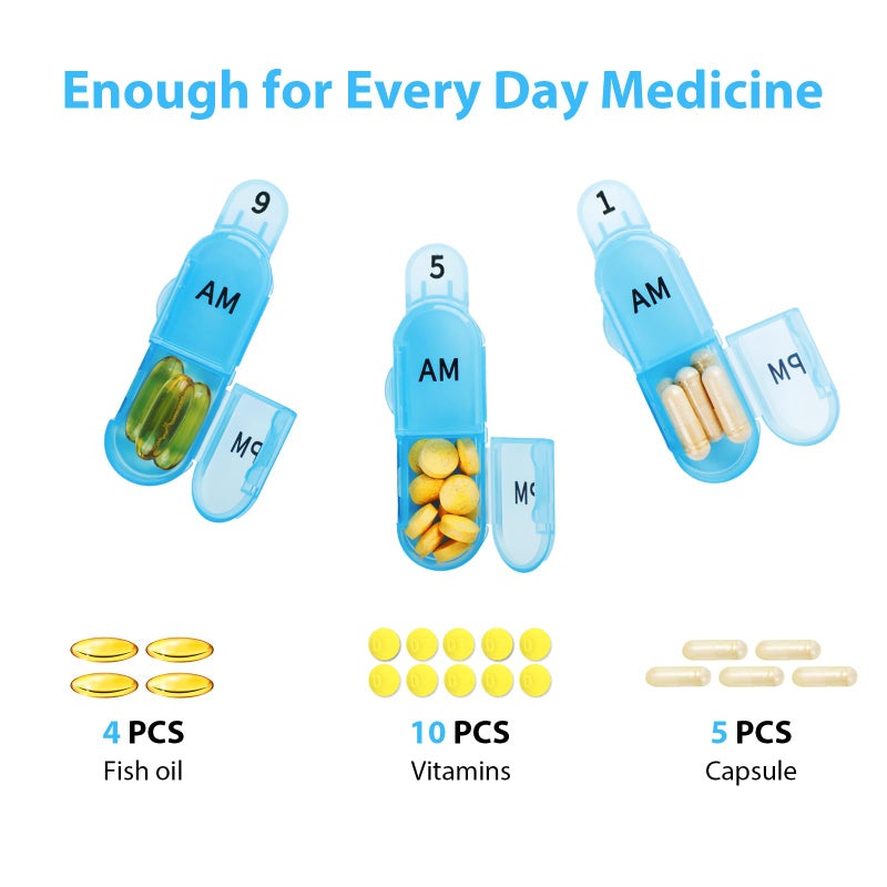 Daviky Monthly Pill Organizer 2 Times a Day, 30 Day Pill Box AM PM with Separate Container, One Month Medicine Case Twice a Day to Hold Vitamins, Supplements and Medication (Blue) - Image 2