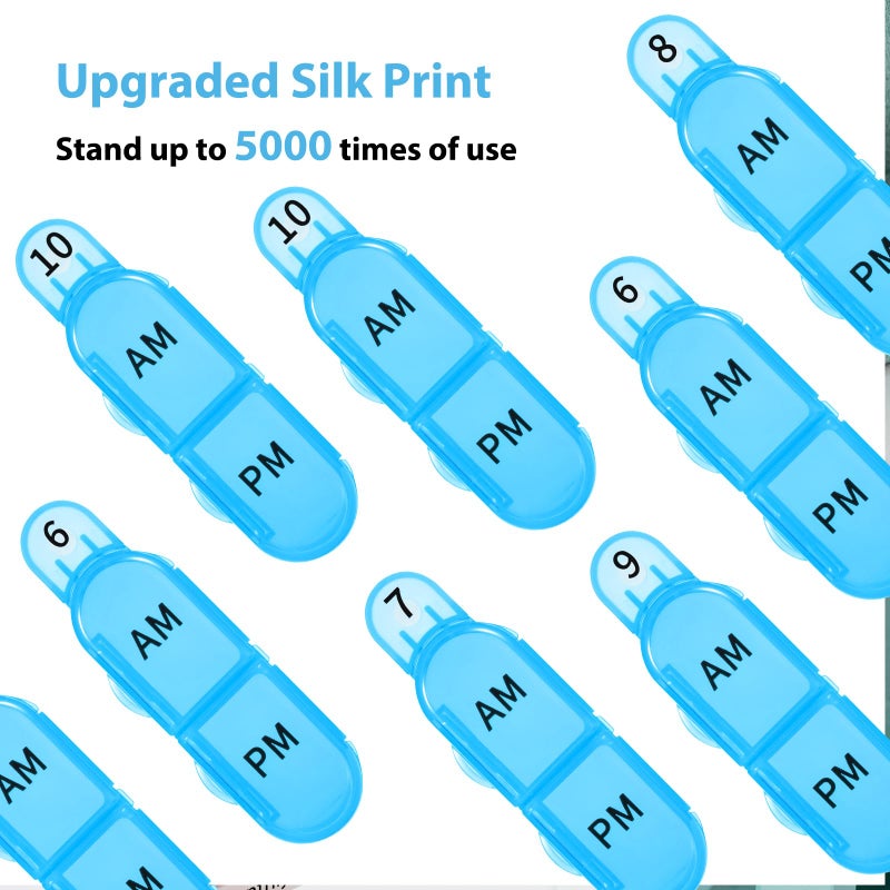 Daviky Monthly Pill Organizer 2 Times a Day, 30 Day Pill Box AM PM with Separate Container, One Month Medicine Case Twice a Day to Hold Vitamins, Supplements and Medication (Blue) - Image 3