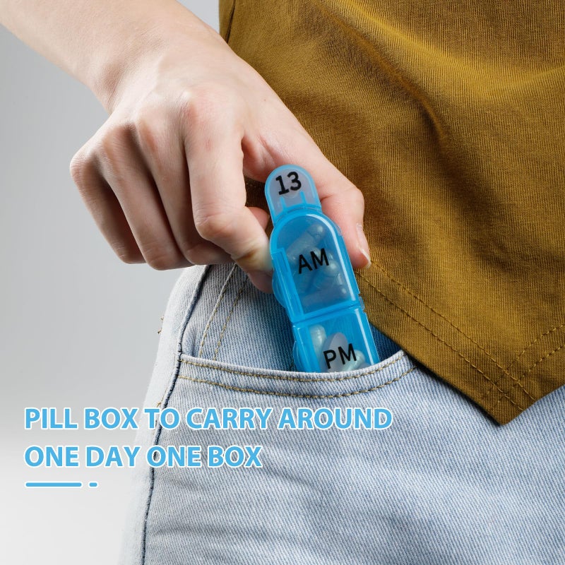 Daviky Monthly Pill Organizer 2 Times a Day, 30 Day Pill Box AM PM with Separate Container, One Month Medicine Case Twice a Day to Hold Vitamins, Supplements and Medication (Blue) - Image 5