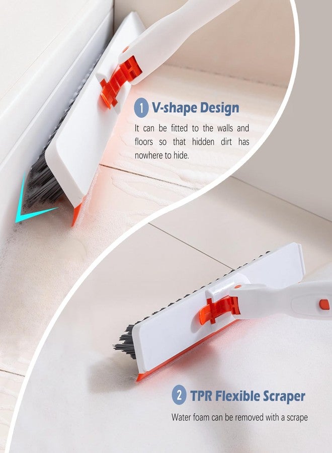 SetSail 4-in-1 Tile Tub Floor Scrubber with 52-inch Adjustable Long Handle Shower Cleaner Brush with V-Shaped Grout Brush and 3 Replacement Brush Heads for Cleaning Bathroom Kitchen Walls Tub Tile - Image 4