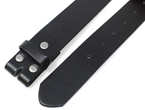 BC Belts Leather Belt Strap with Smooth Grain Finish 1.5" Wide with Snaps (Black-L) - Image 4